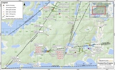 Frontline Announces Positive Results of Spring Sampling and Mapping Program Crooked Pine Lake Property