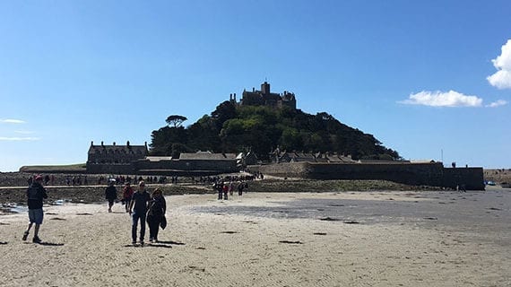 Onwards to St. Michael’s Mount, across fields and marsh