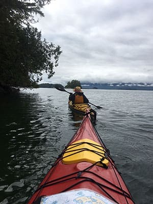 Paddling home to Willis Island camp, part of five days spent in the Broken Group Islands off British Columbia’s west coast. Photo by Mike Robinson