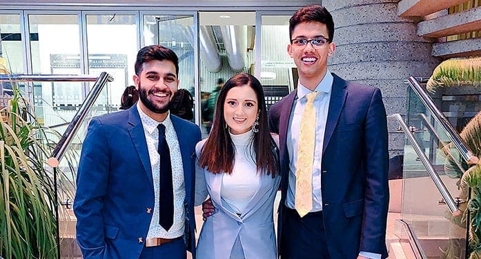 (From-left)-U-of-A-science-students-Adarsh-Badesha,-Simran-Dhillon-and-Ajaypartap-Gill-697 • Troy Media (From left) U of A science students Adarsh Badesha, Simran Dhillon and Ajaypartap Gill