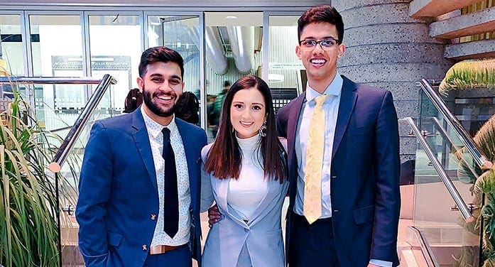 (From left) U of A science students Adarsh Badesha, Simran Dhillon and Ajaypartap Gill