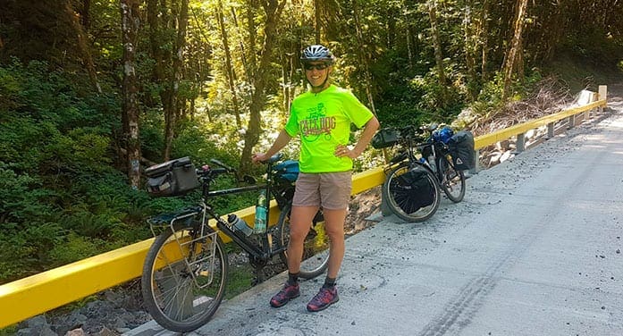 ConnecTour group member Tanya McFerrin during a rest break on a recent ride