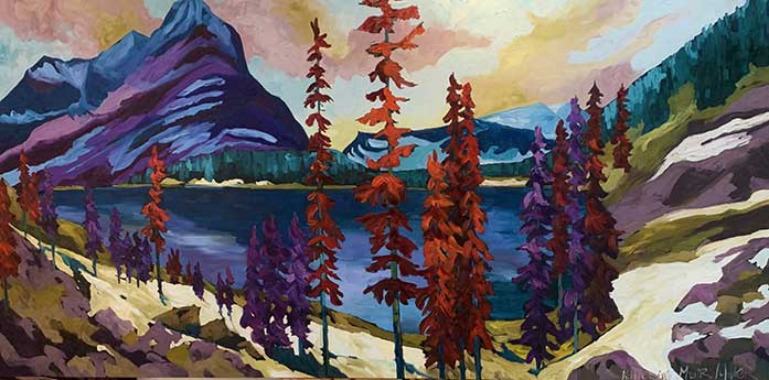 Splendour Mt robson berg lake BC oil painting art