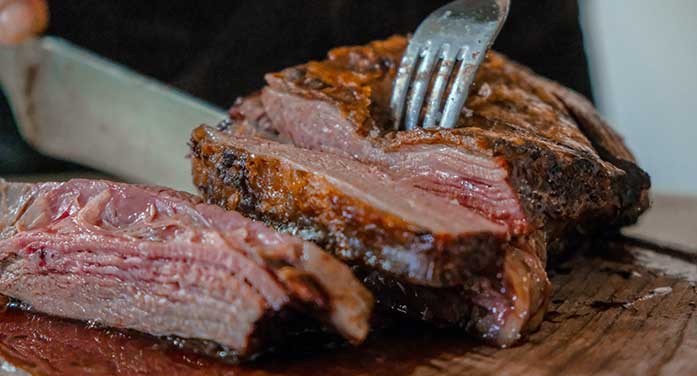 meat steak beef fork eat food