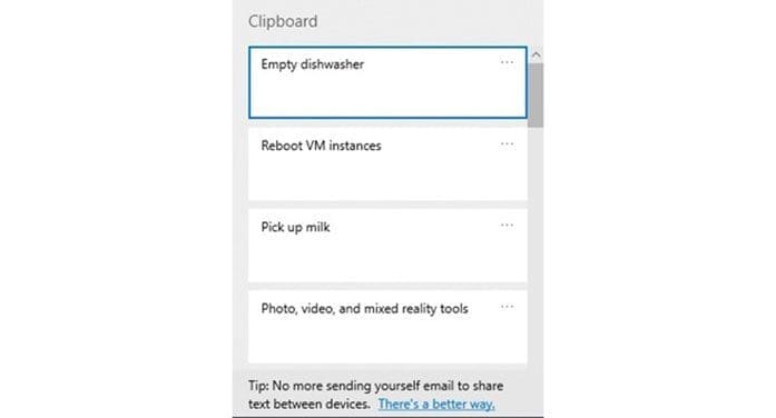 Window 10 updates technology clipboard