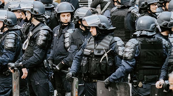 French riot police people in charge