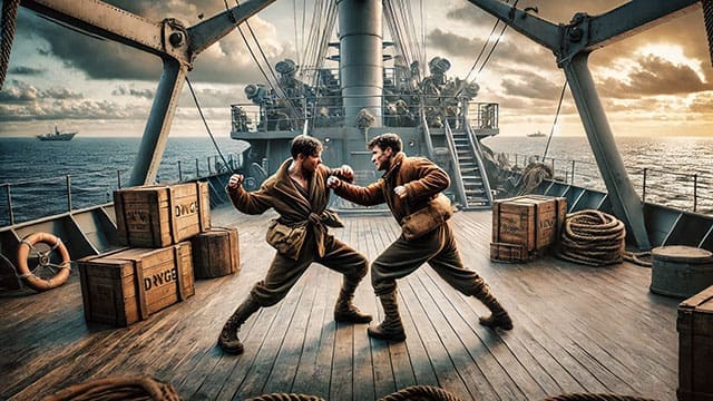 The adventures of Merchant Mariner Harold Bonner aboard the M.V. Blue Cross during the war and how he became an officer