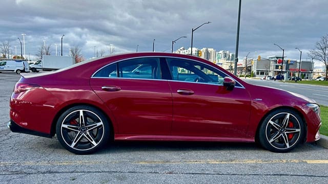Mercedes-Benz-AMG-CLA-45-S-sideview • Troy Media 2024 Mercedes-Benz AMG CLA 45 S is the four-door sedan that roars