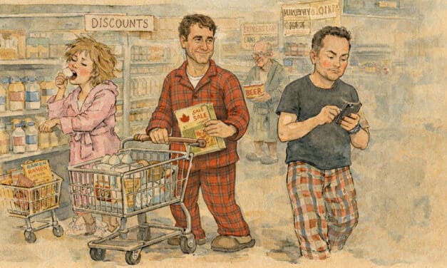 Why are shoppers wearing pajamas to the grocery store?